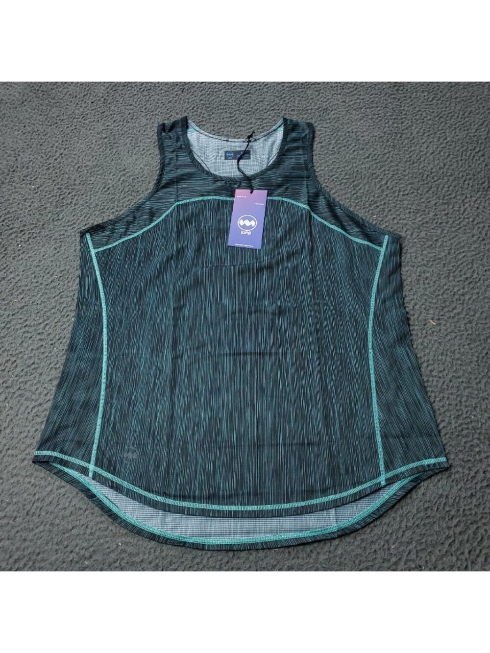 Janji Helio Tech Tank Top Sea Striped Blue Green Womens M Medium